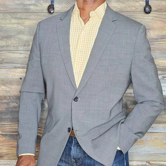 Theory Wool Blend Gray Blazer Jacket 42R *EXCELLENT*
